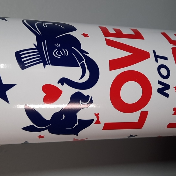 Insulated Stainless Steel Water Patriotic Love Democrat Republican USA Wood Top - Picture 2 of 8